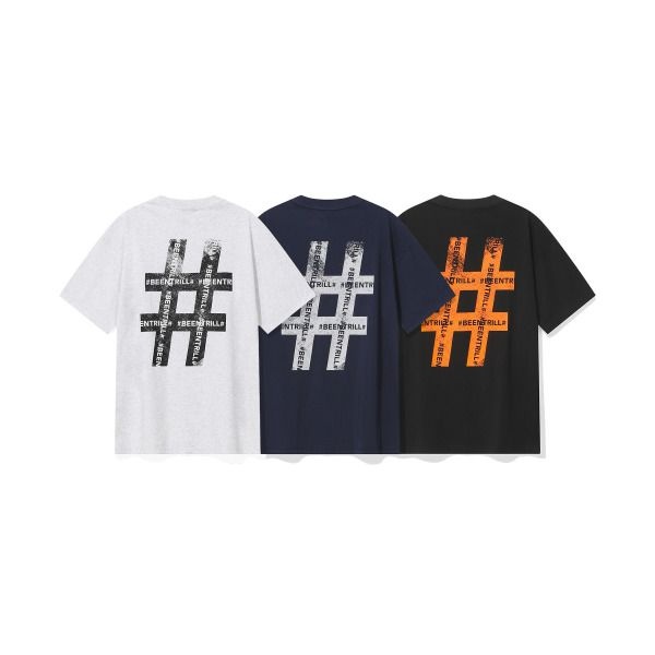 [BEENTRILL] [AK수원점] [빈트릴] 롤러 페인팅 해시태그 티셔츠 BA252TS061