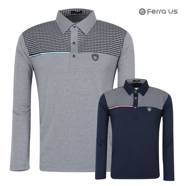 [패션플러스][페라어스]페라어스 남성 배색체크  골프 카라셔츠 CTS3MY2060