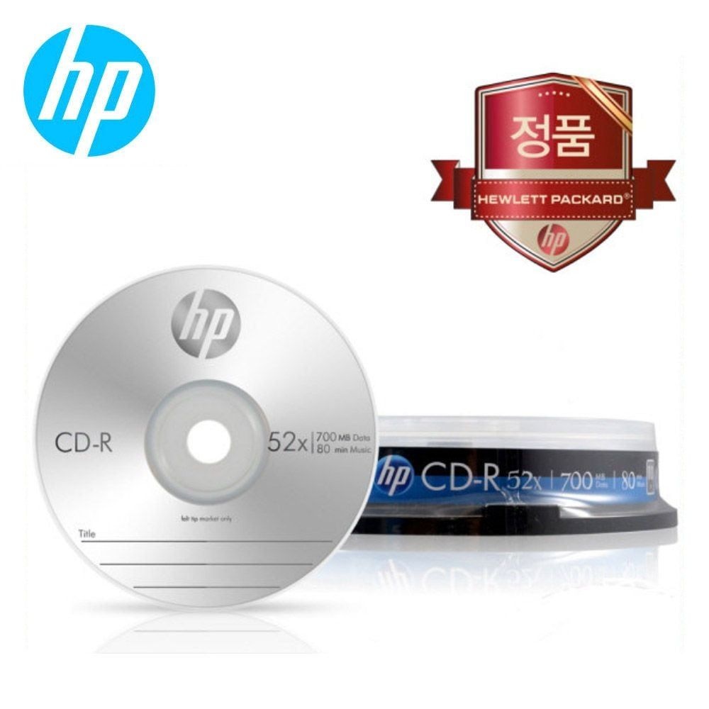 hp media cd-r 52x 700mb 10p 케익 케이스 공cd 공시디 cdrw
