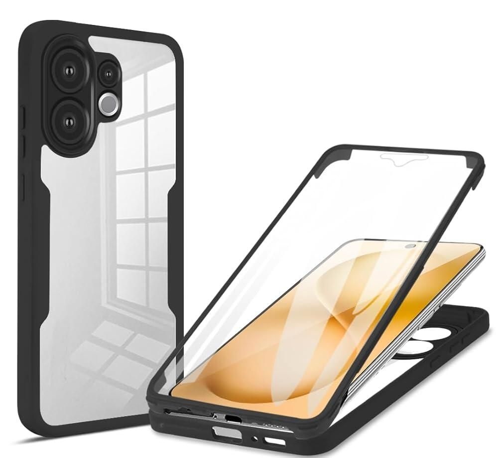 Kukoufey [해외] Kukoufey Vivo V60 5G 케이스와 호환, V2511과 호환되는 내장 액정보호필름이 있는 커버 케이스 블랙 336671