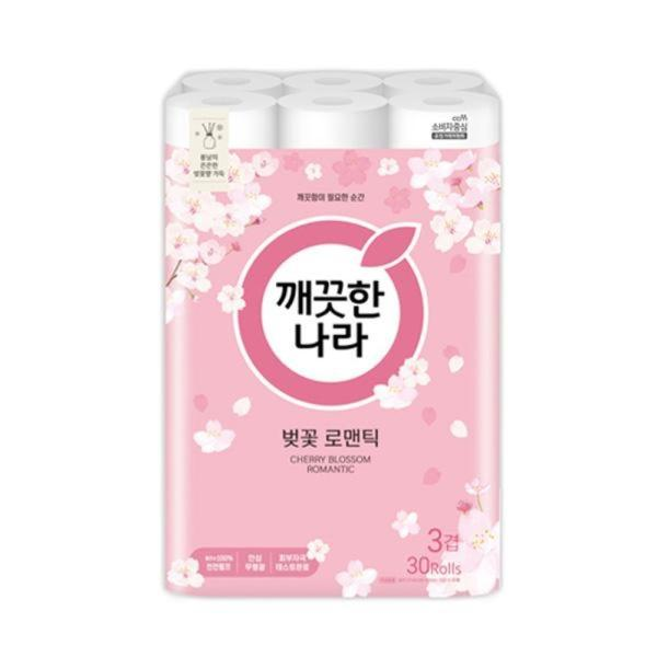 협력사 화장지 로맨틱 벚꽃 데코 30롤X27M 깨끗한나라 3겹