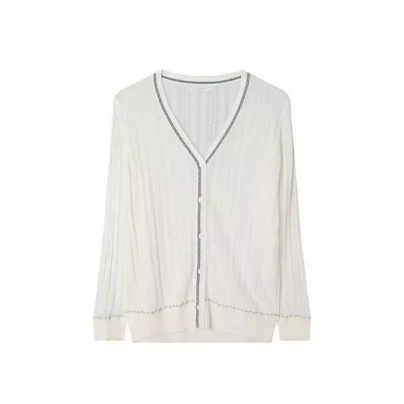 요하넥스글리터 트리밍 시어 리브 니트 가디건_P401749884 872773