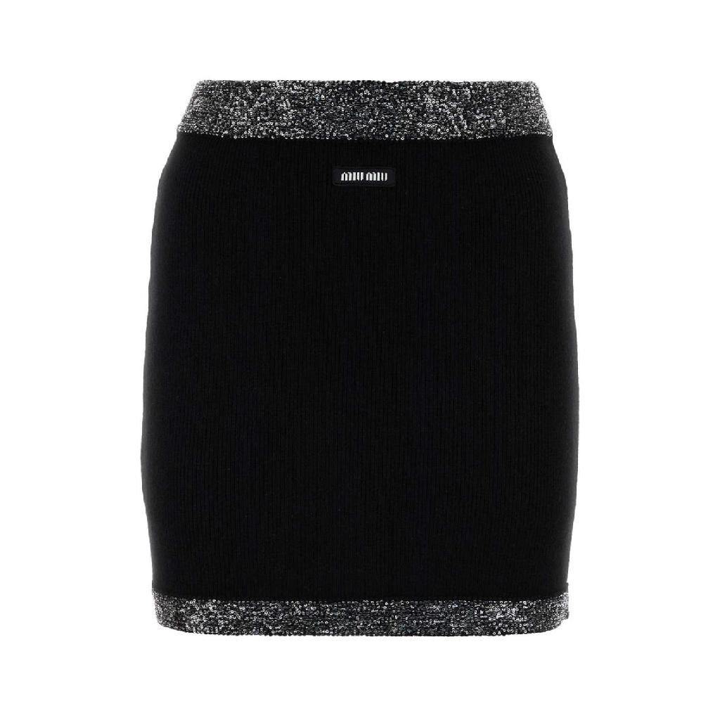 [해외] 미우미우 24SS 미우미우 블랙 stretch 캐시미어 blend 미니 스커트 MMG484SOOO1331F0806 TP565523152