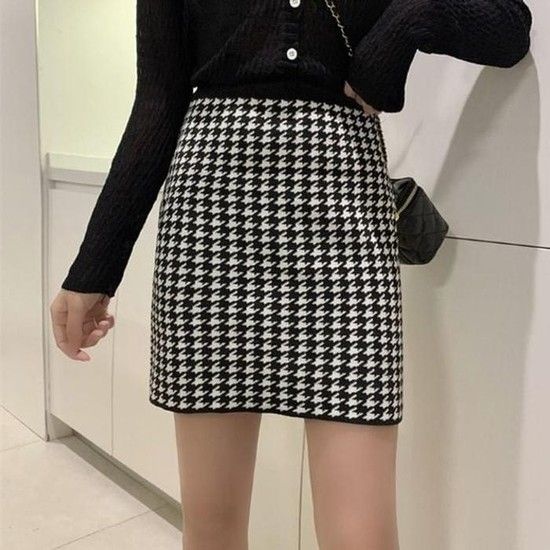 [MEM11895_62_62]체크스커트 밴딩스커트