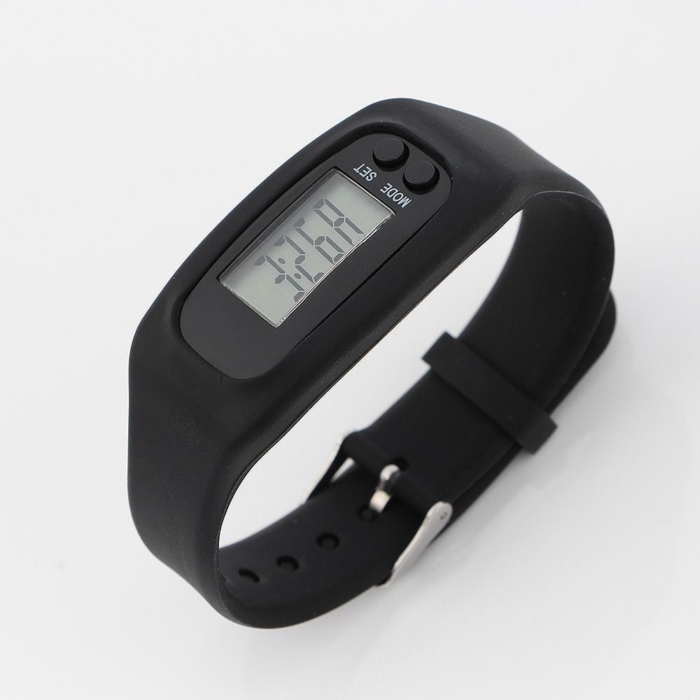 트리 엣지 실리콘 만보기 시계 블랙 만보계팔찌