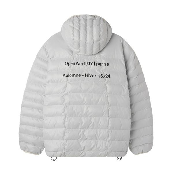 OY CURVED ZIPPER LIGHTWEIGHT PUFFER JACKET - GLOSSY LIGHT GREY OYBEF1OU012CR 313364