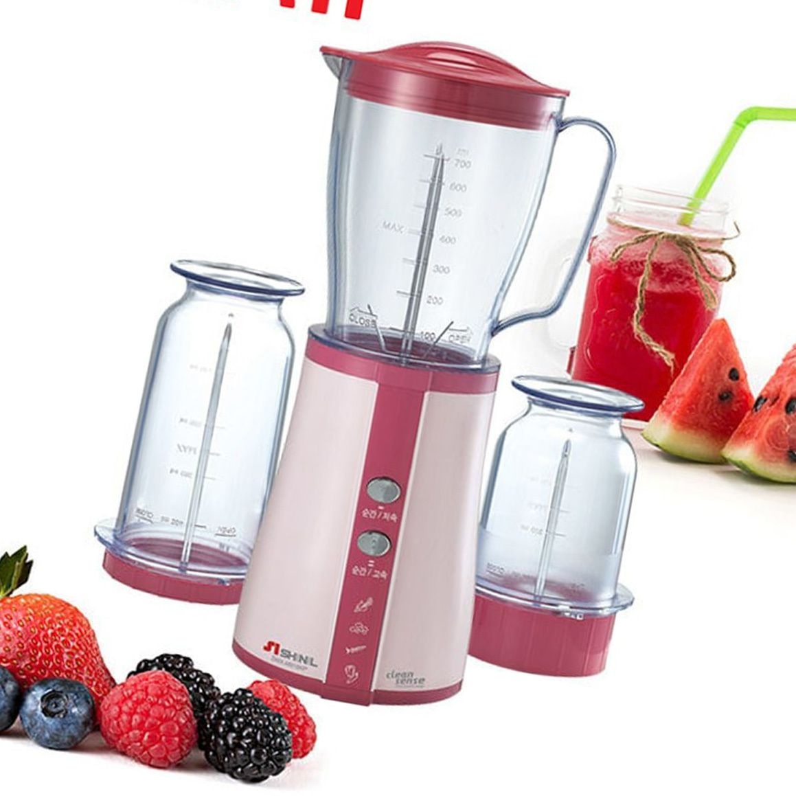 신일 가정용 3종컵 웰빙 후드 믹서기 쥬스 가정용 푸드 블렌더 집들이선물 믹스기 이유식