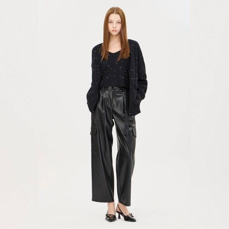 시슬리 샤인 레더 벨티드 카고 팬츠 SAPT40461 926849