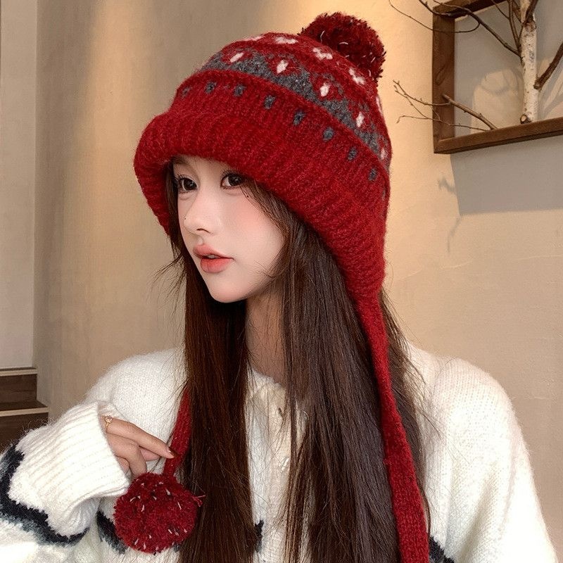 [해외] 겨울 여성 니트 비니 모자 귀덮개 방풍 보온 울 앙고라 혼방 따뜻한 방한 패션용