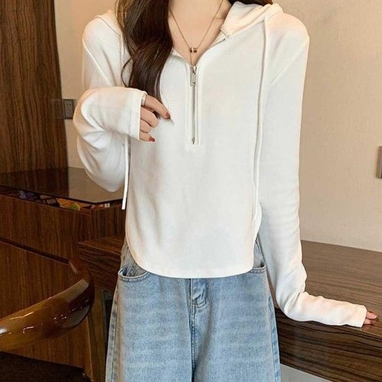 상세페이지 참조 [MEN60243_62_62]간절기 캠퍼스 룩 반집업 후드 긴팔 티