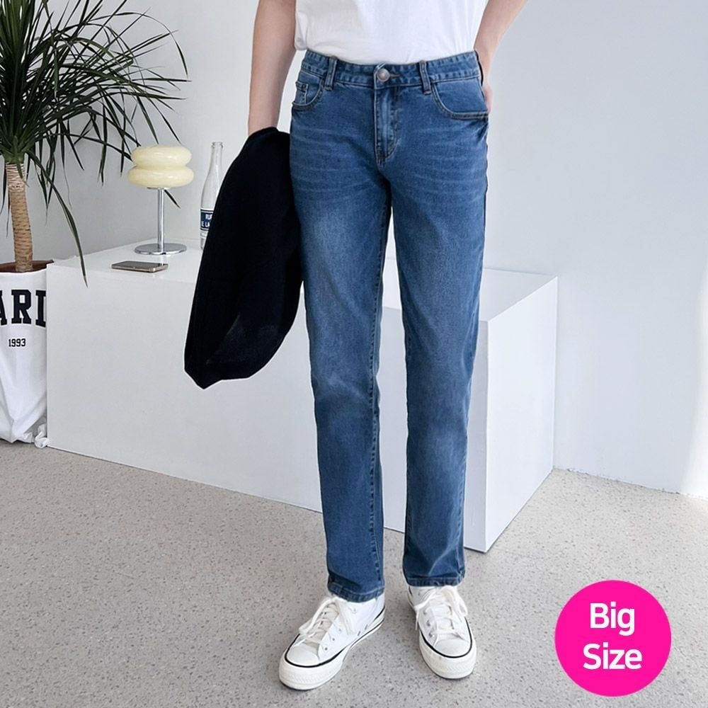 블루모드제휴사 2L- SIN 800-33 남자 빅사이즈 스판슬림 일자 블루청바지