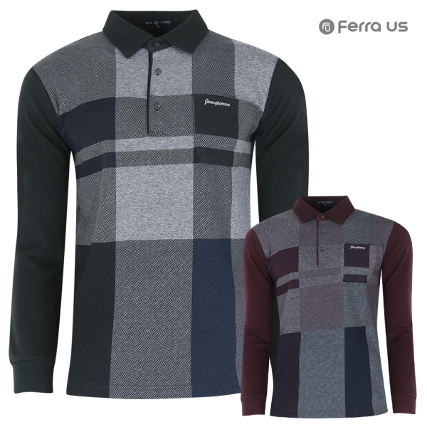 [패션플러스][페라어스]페라어스 남성 사각배색 체크 골프 카라셔츠 CTDJ2121W2