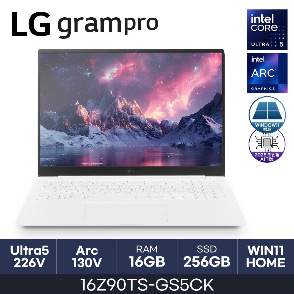 LG전자 LG 그램 프로16 16Z90TS-GS5CK 루나레이크 코어울트라5 Arc 130V WQXGA 16GB 256GB W11H - HMC