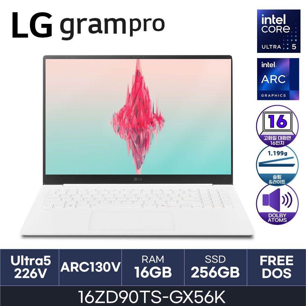 LG전자 LG 그램 프로16 16ZD90TS-GX56K 루나레이크 코어울트라5 Arc 130V WQXGA 16GB 256GB FreeDos - HMC