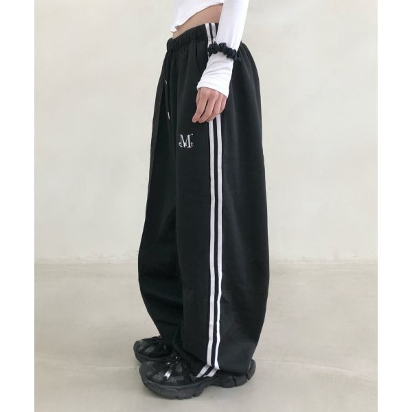 무센트 MUCENT 라칸 사이드 라인 스트링 와이드 팬츠 남녀공용 436180