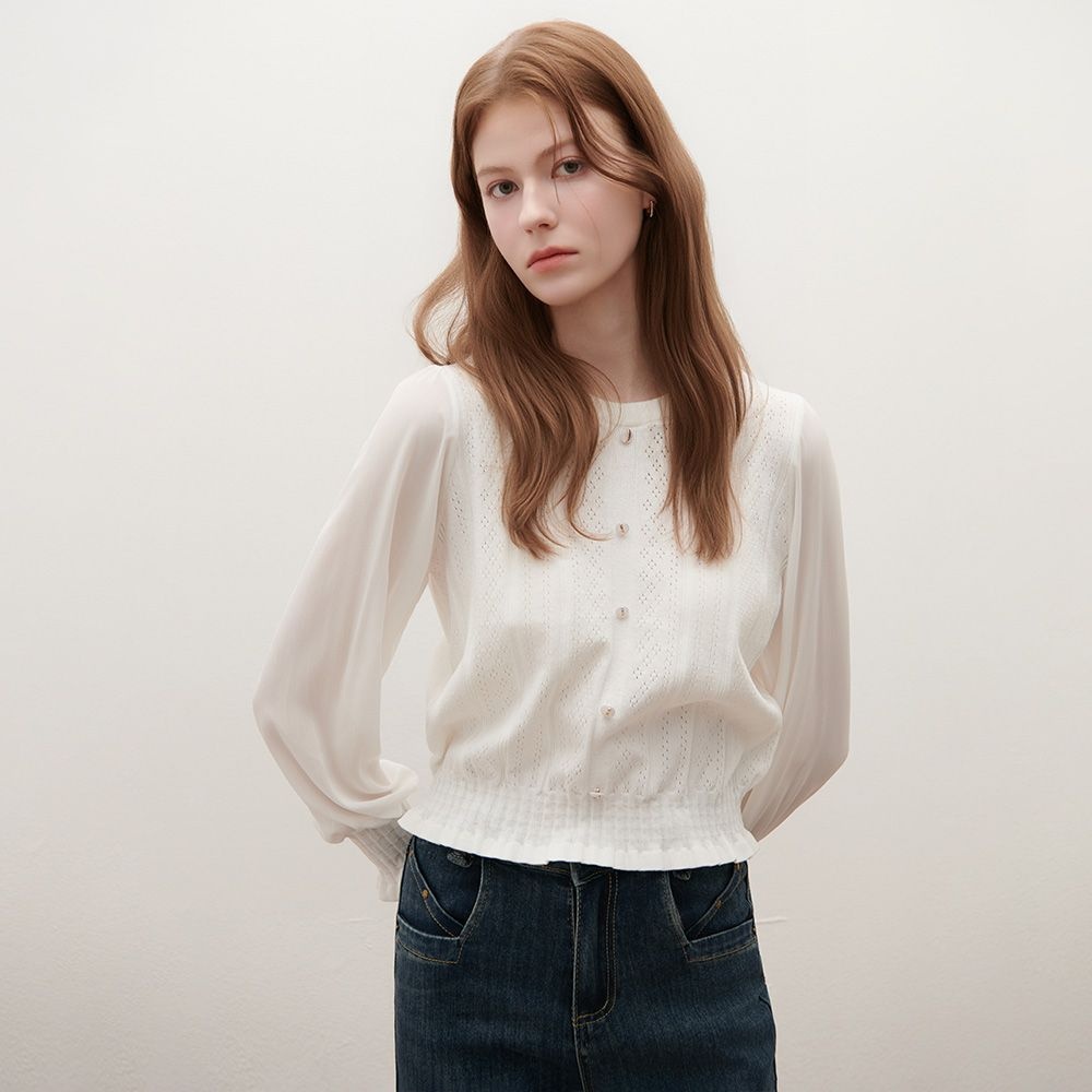 샤틴 펀칭 디테일 셔링 니트_2컬러 O261T955