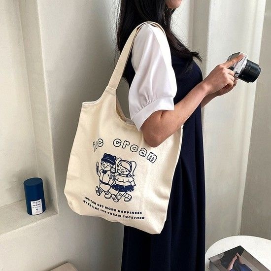 블루베리잼 아이스크림 캔버스 에코백 데일리백 데일리에코백 여성숄더백 숄더백천가방 천가방