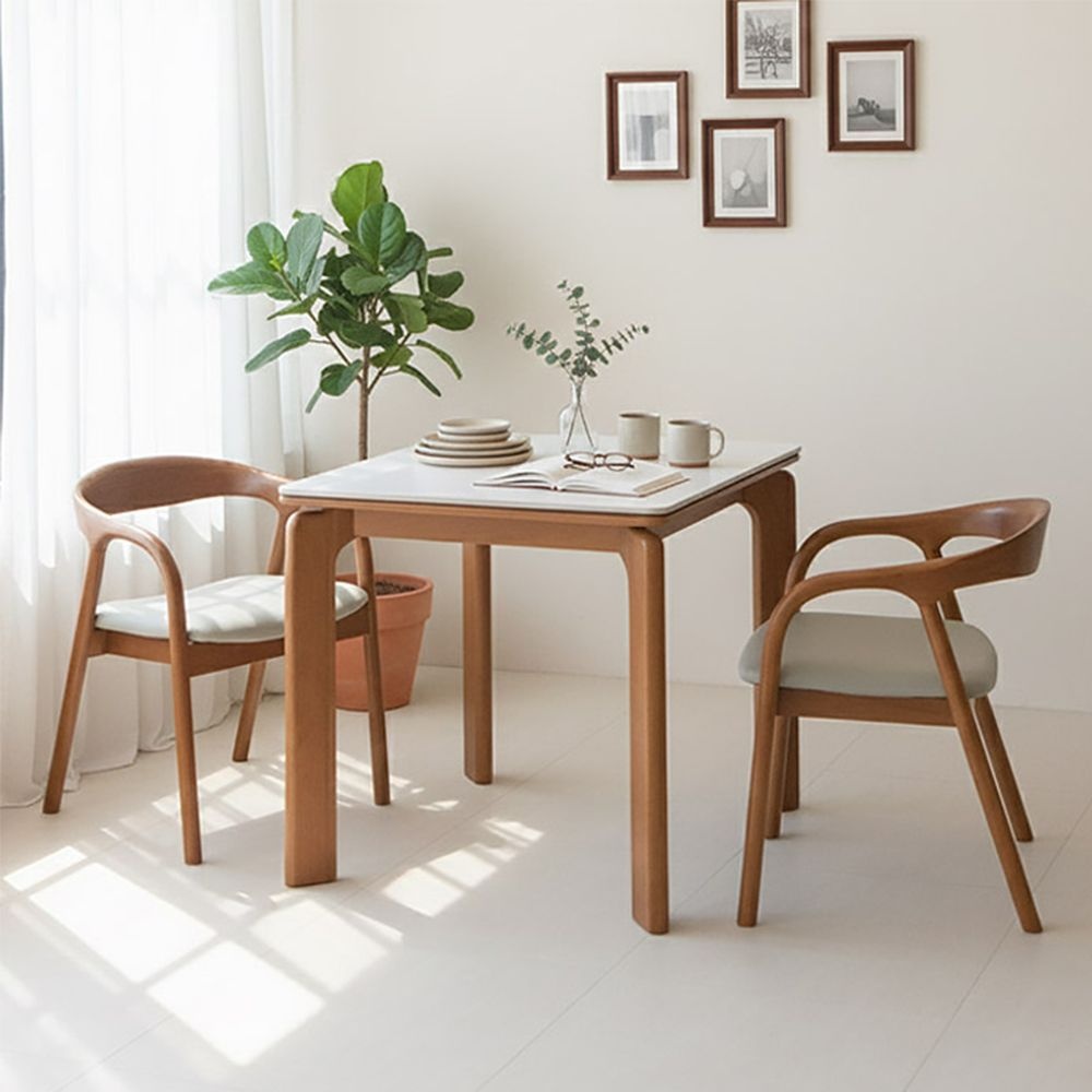 텐스페이스 내구성좋은 세라믹 2인 원목식탁+의자2개세트 TR6012R(착불)