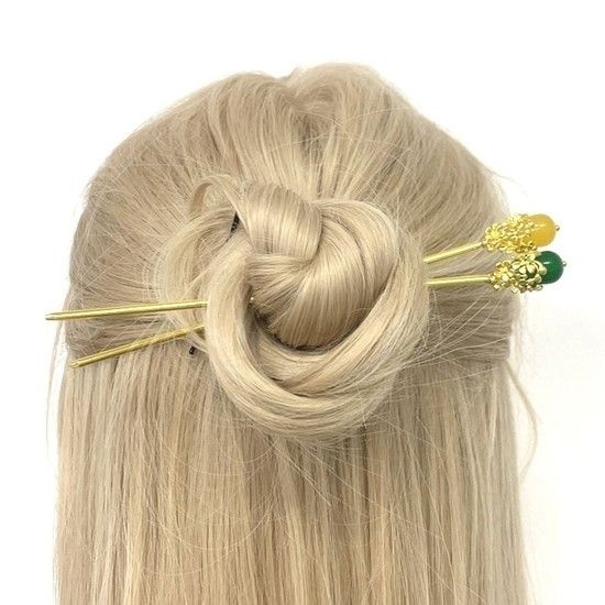 옥색 호박색 비녀 혼주 한복 뒤꽃이 헤어 악세서리 한국무용 댄서 한복장신구 민속촌 할머니