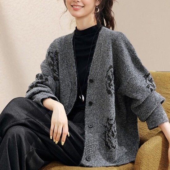 더비 플라워 니트가디건