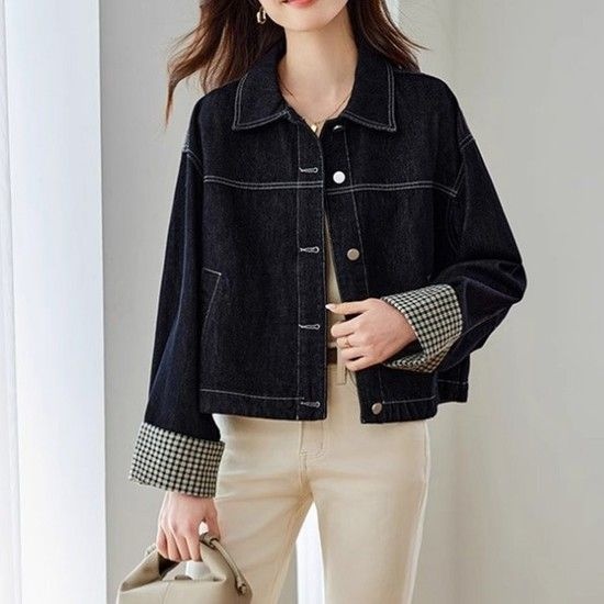 소프트 체크 포인트 데님 자켓