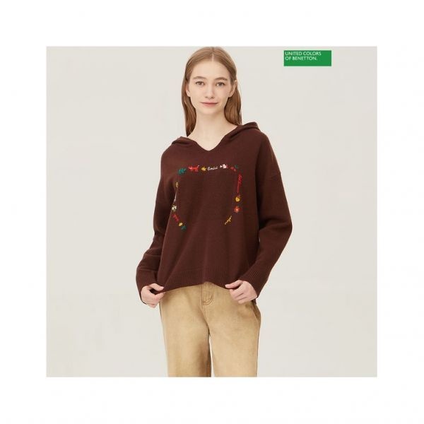 베네통 베네통 하찌 포켓 무늬 후드 니트 BAKP71361_BR