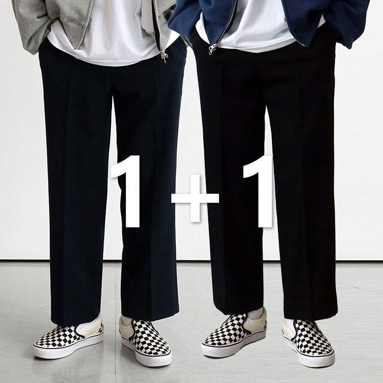 UnKnown 1+1 키작남용 중학생 남자바지 와이드 밴딩슬랙스 9부 671257