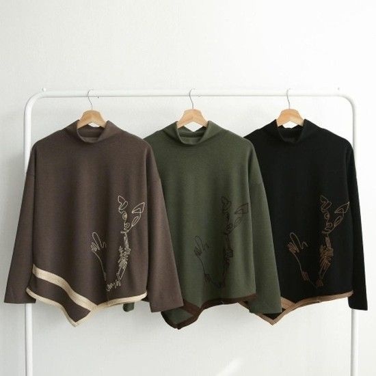 상품상세참조 KST6893키시로 티셔츠 목폴라티 여성 윈터 판쵸 펑퍼짐한_18177005_597559