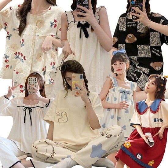 패션 원피스 여름 데일리 잠옷 상하셋 파자마 홈웨어 수련회 여성