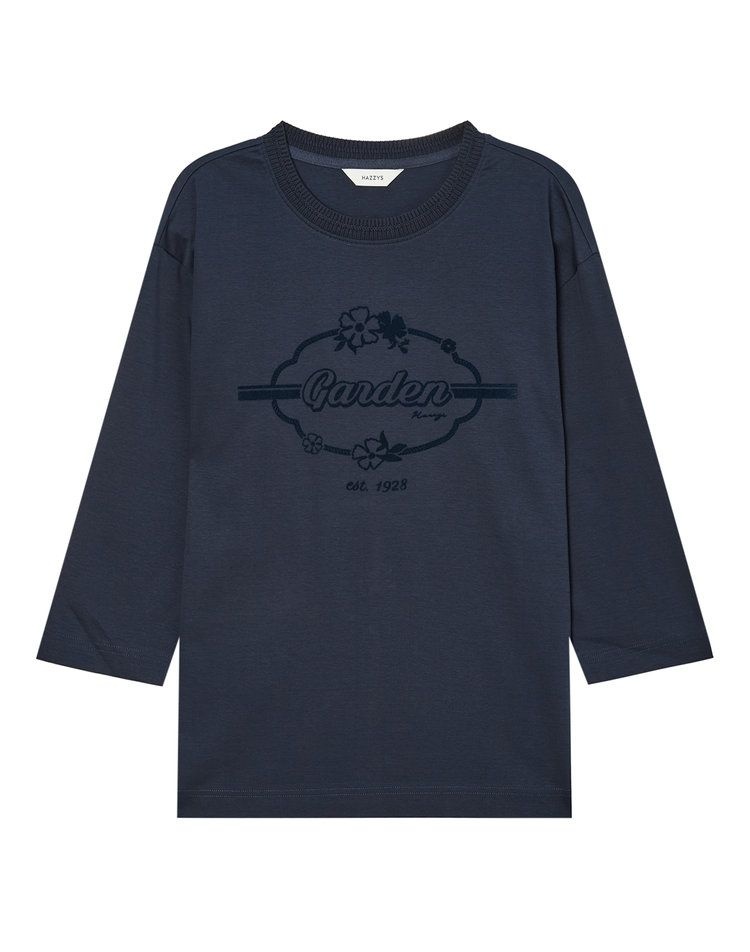 [국내매장정품]헤지스 여성 [면100%] 네이비 그래픽 7부소매 티셔츠