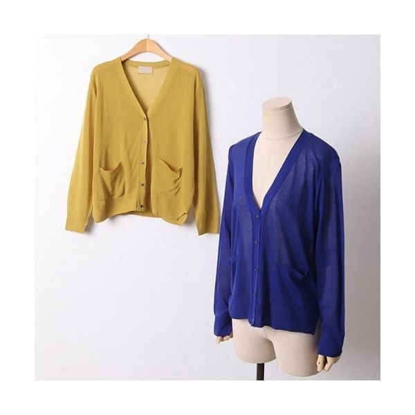 HPLUSMALL HPLUSMALL 빅사이즈 프리썸머루즈핏가디건 DRMD271 브이넥 (W9D9E9D)