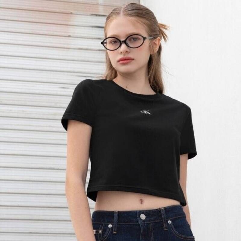 캘빈클라인 여성 슬림핏 베이비 크롭 반팔 티셔츠 47AB213-25