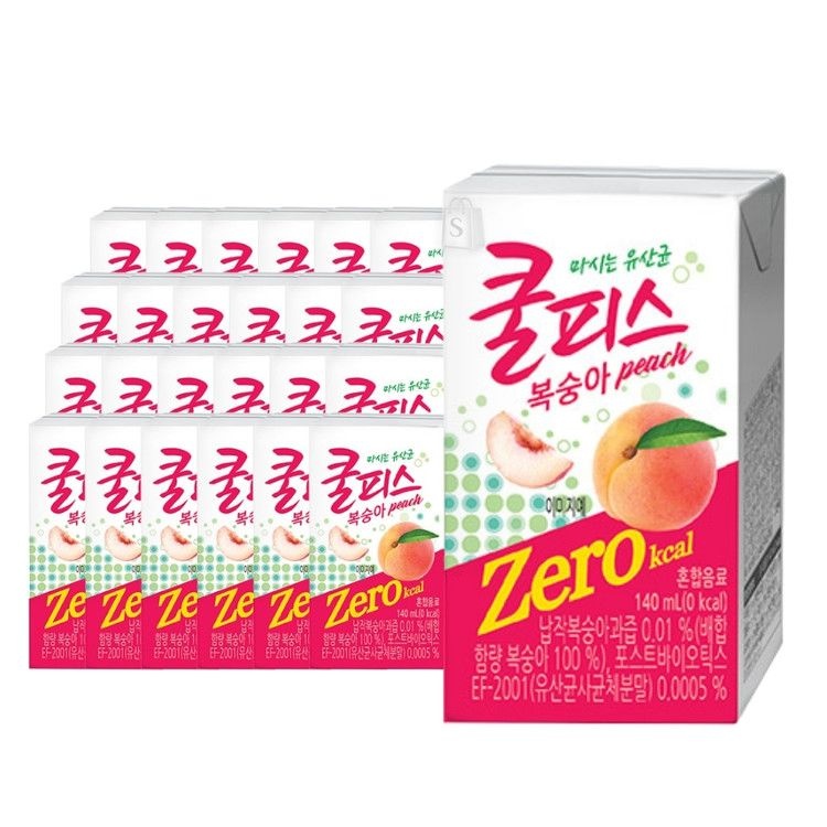쿨피스 제로 테트라 복숭아 140ml (24입)