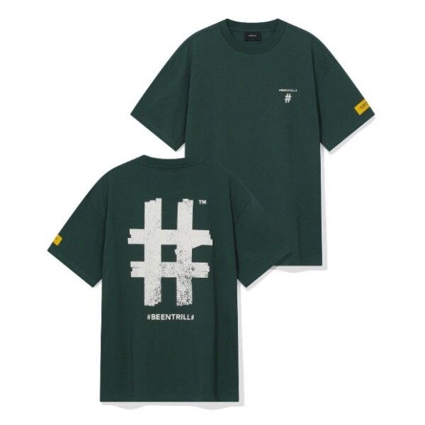 [빈트릴] 반팔티 VQA BA252TS005GE 스탬프 해시태그 티셔츠 (다크 그린)