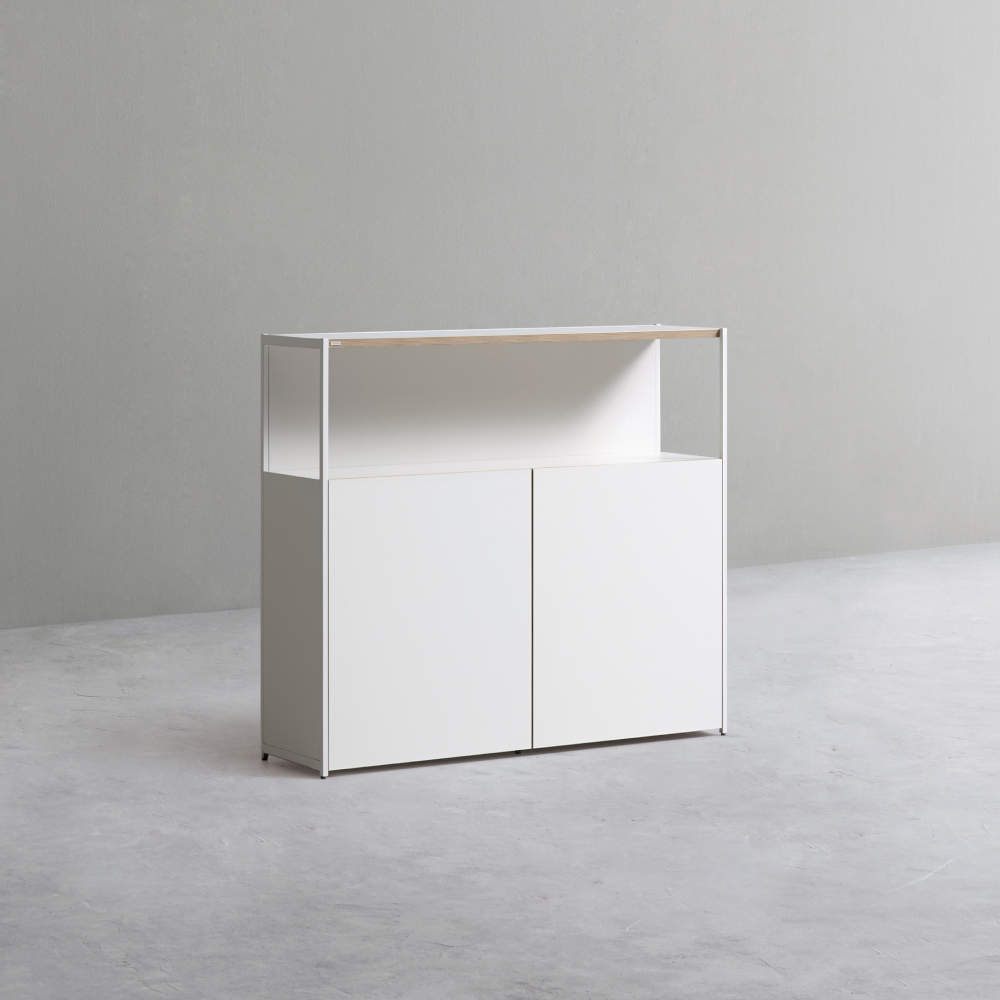 데스커 1200폭 철제책장 수납형 1200x1061x320mm 3단 화이트