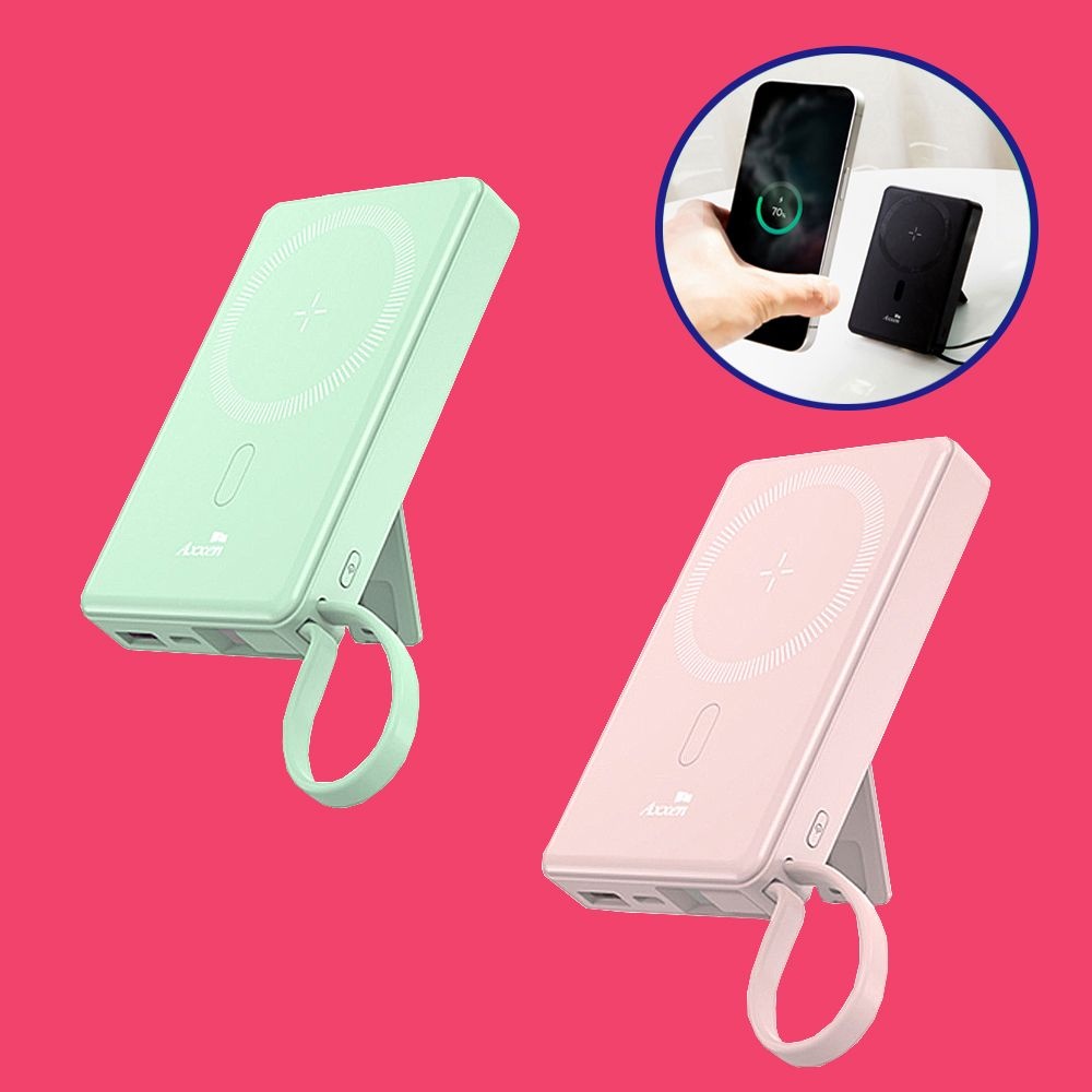 맥세이프 15W 고속 무선 22.5W 유선 충전 보조배터리 5칼러 거치형 스탠드 LED 잔량표시