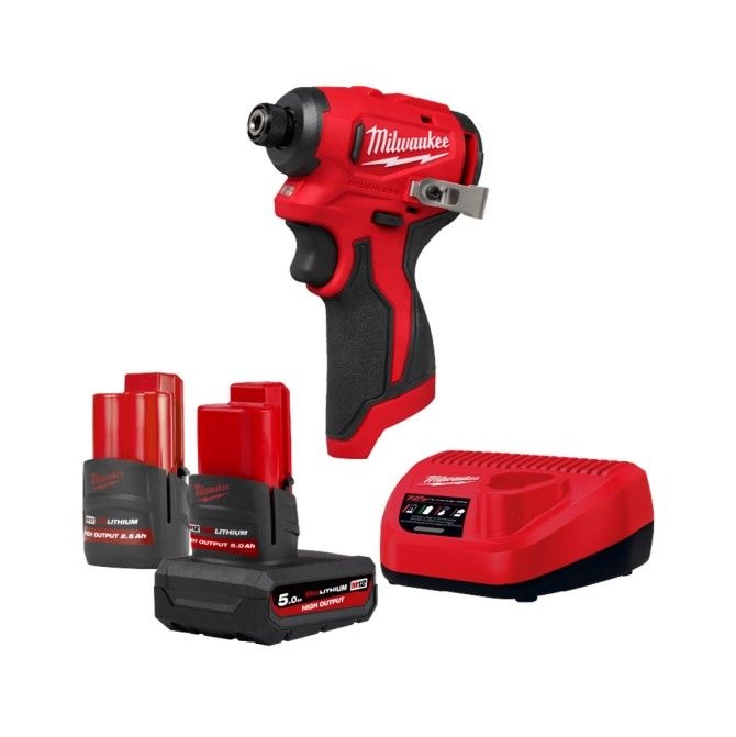 밀워키 12V 5.0Ah+2.5Ah 콤팩트 브러쉬리스 임팩트 드라이버 M12 BLIDRC-5252C