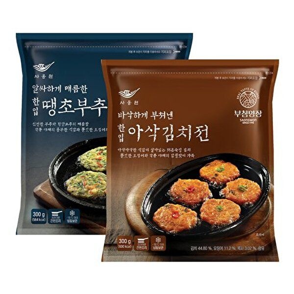 사옹원 [사옹원][T] 사옹원 부침명장 한입 땡초부추전 300g 1개 + 아삭김치전 300g 1개
