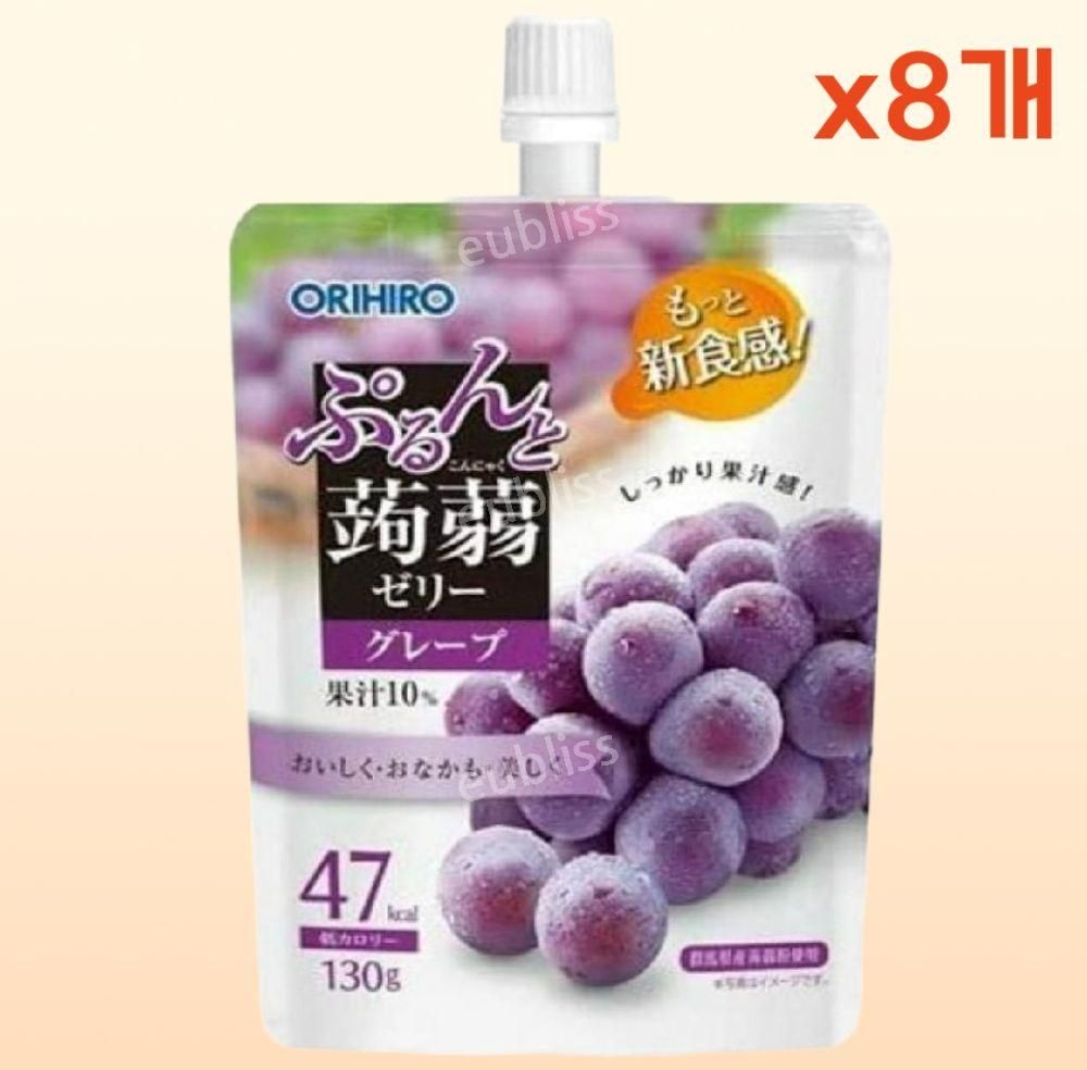 [해외] 오리히로 쿄호젤리 일본곤약젤리 파우치 오리히로 곤약젤리 포도맛 8개