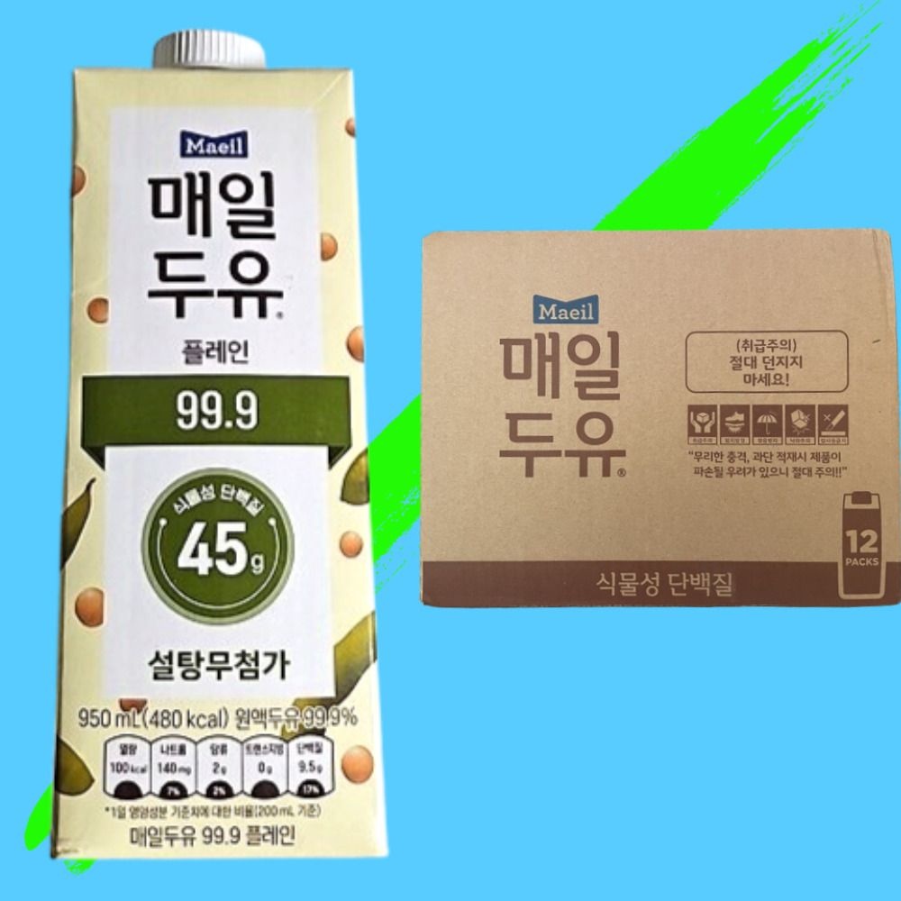 매일두유 99.9 플레인 950ml x 12개 무설탕 무가당 두유 (Lkn)