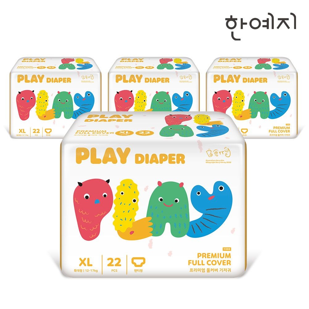 [한예지] 플레이 팬티 기저귀 특대 22매 x 4팩 (88매)