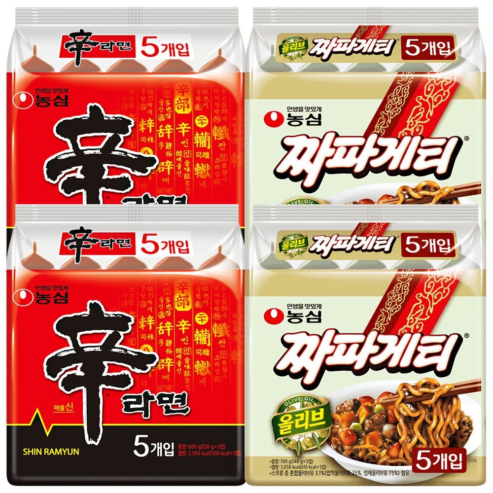[온누리7%혜택]봉지) 신라면 10개 + 짜파게티 10개