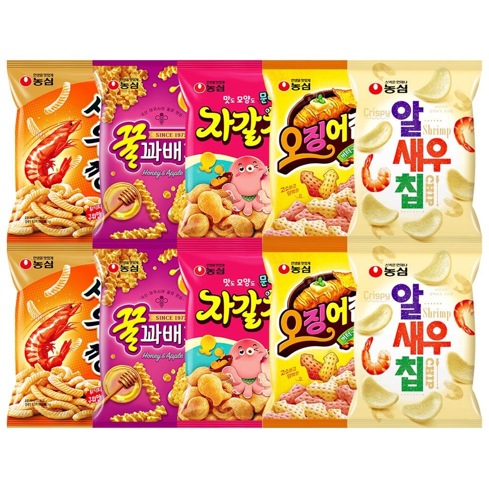 농심(새우깡90g+꿀꽈배기90g+자갈치90g+오징어집78g+알새우칩68g) 2개