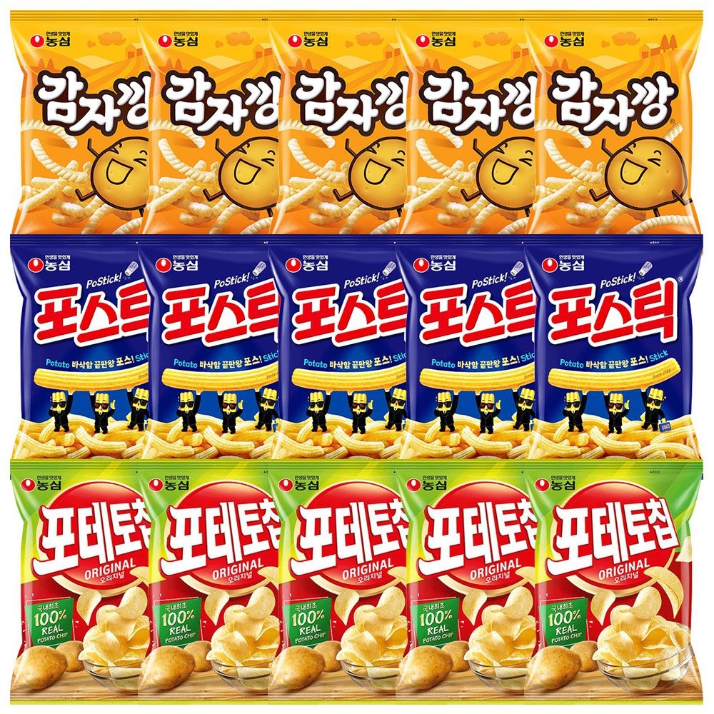 [온누리7%혜택]농심감자과자(감자깡75g+포스틱84g+포테토칩60g)5개 