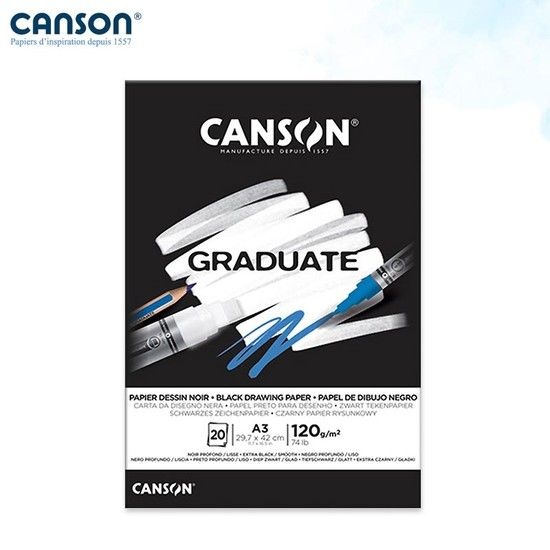 기타(ECT.) 캔손 GRADUATE 드로잉패드 흑지 120g 42x29.7 A3 20매 A3스케치북