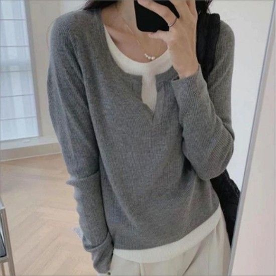 [MENU1IUO_62_62]패션상의 이너 슬릿 디테일 티셔츠 2색