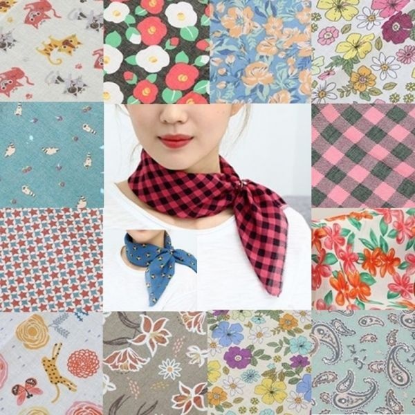 런칭특가 국내제작 쁘띠 스카프 머플러 미니 사각 순면 손수건 단체선물 개별포장 등산용 목수건 사은품