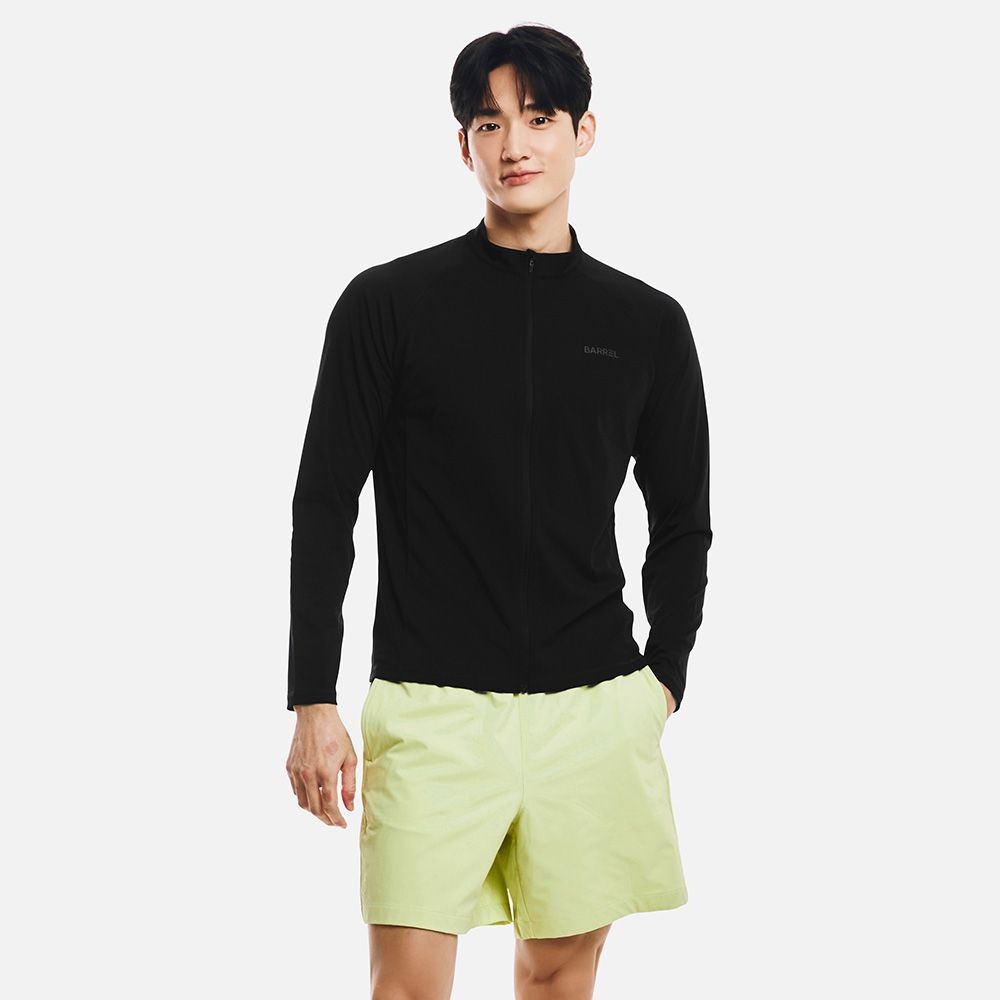 맨 에센셜 릴렉스핏 집업 래쉬가드 블랙 (B6SMWZR101BLK)