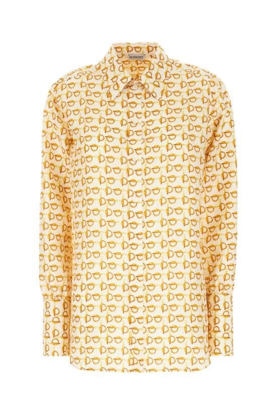 [해외] 버버리 24SS 버버리 B 실크 셔츠 8090731 B9555 GOLD WHITE