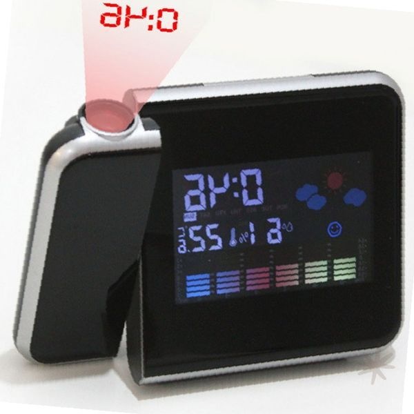 완다 시계 유한 회사 침실 탁상 디지털 시계 온도 습도 표시 천장 투사 알람 기상 시간 확인 무드등